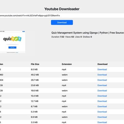 YouTube Video Downloader in Any Format | Django | Python